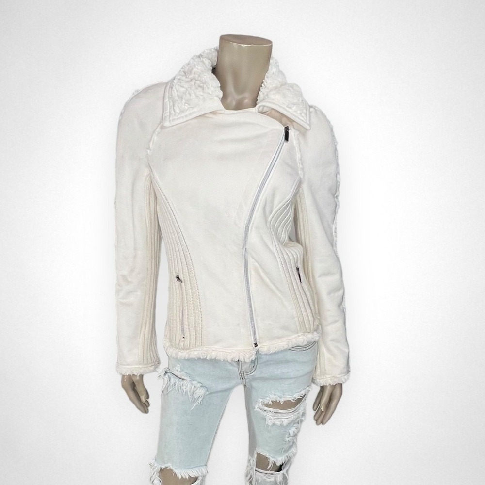 SUGARFLY White Faux Suede and Faux Fur Lined‎ Jacket S - Picture 2 of 13